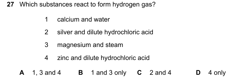 Past-paper question 0620/22 · February/March 2023 · Q27