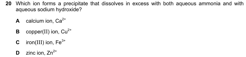 Past-paper question 0620/23 · May/June 2022 · Q20