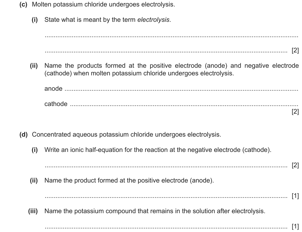 Past-paper question 0620/41 · May/June 2021 · Q3(c)–(d)