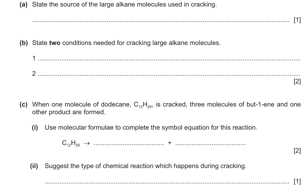 Past-paper question 0620/42 · October/November 2024 · Q5(a)–(c)