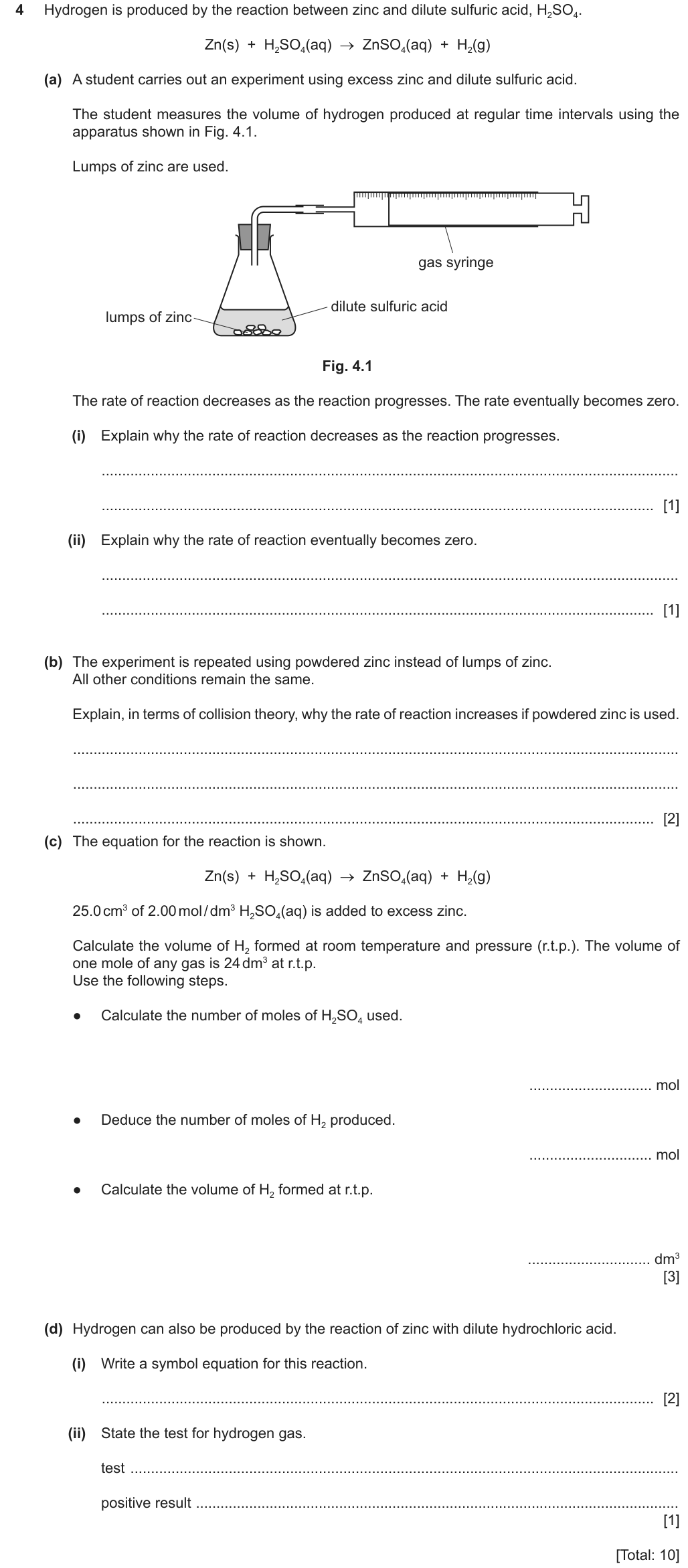Past-paper question 0620/43 · May/June 2023 · Q4
