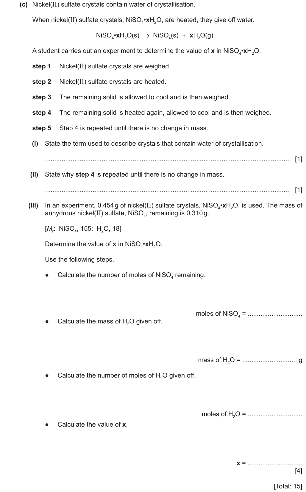 Past-paper question 0620/43 · October/November 2023 · Q4(c)