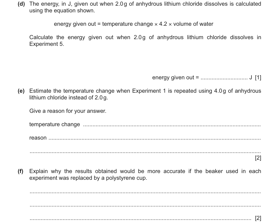 Past-paper question 0620/62 · May/June 2025 · Q2(d)–(f)